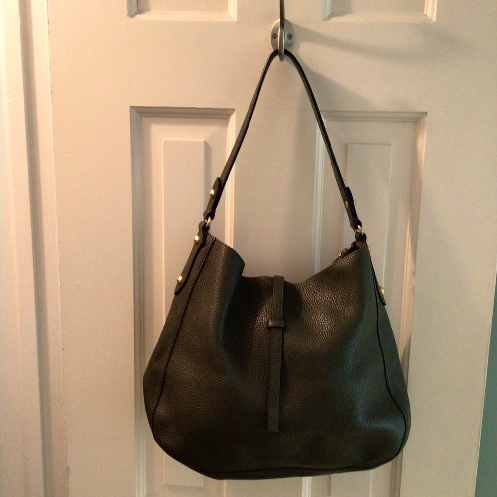Annabel Ingall Brook Hobo olive green leather shoulder bag with strap
